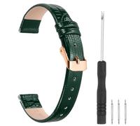 sourcing map Watch Band 14mm Width PU Leather Quick Release Soft Watch Straps Replacement Lizard Grain Pattern with Stainless Steel Rose Gold Buckle and Spring Bar for Men Women, Green