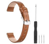 sourcing map Watch Band 14mm Width PU Leather Quick Release Soft Watch Straps Replacement Lizard Grain Pattern with Stainless Steel Silver Buckle and Spring Bar for Men Women, Light Brown