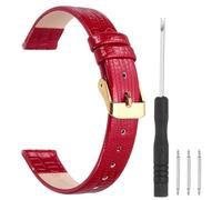 sourcing map Watch Band 16mm Width PU Leather Quick Release Soft Watch Straps Replacement Lizard Grain Pattern with Stainless Steel Gold Buckle and Spring Bar for Men Women, Red