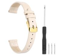 sourcing map Watch Band 16mm Width PU Leather Quick Release Soft Watch Straps Replacement Lizard Grain Pattern with Stainless Steel Gold Buckle and Spring Bar for Men Women, Beige