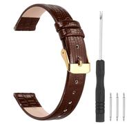 sourcing map Watch Band 16mm Width PU Leather Quick Release Soft Watch Straps Replacement Lizard Grain Pattern with Stainless Steel Silver Buckle and Spring Bar for Men Women, Dark Brown