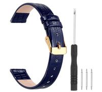 sourcing map Watch Band 16mm Width PU Leather Quick Release Soft Watch Straps Replacement Lizard Grain Pattern with Stainless Steel Gold Buckle and Spring Bar for Men Women, Blue