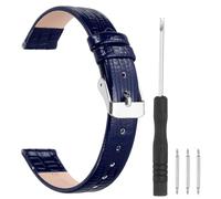 sourcing map Watch Band 16mm Width PU Leather Quick Release Soft Watch Straps Replacement Lizard Grain Pattern with Stainless Steel Silver Buckle and Spring Bar for Men Women, Blue