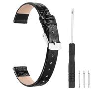 sourcing map Watch Band 16mm Width PU Leather Quick Release Soft Watch Straps Replacement Lizard Grain Pattern with Stainless Steel Silver Buckle and Spring Bar for Men Women, Black