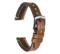 sourcing map Watch Band 18mm Width Double-Sided Genuine Leather Quick Release Soft Replacement Watch Straps Double Stitching W Stainless Steel Grey Buckle Spring Bar for Men Women, Light Brown