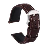 sourcing map Watch Band 22mm Width Vintage Oil Wax Leather Quick Release Watch Strap Wristband Replacement Bands with Buckle Pin for Men Women Gifts, Silver-Red