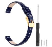 sourcing map Watch Band 8mm Width PU Leather Quick Release Soft Watch Straps Replacement Lizard Grain Pattern with Stainless Steel Gold Buckle and Spring Bar for Men Women, Blue