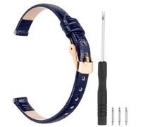 sourcing map Watch Band 8mm Width PU Leather Quick Release Soft Watch Straps Replacement Lizard Grain Pattern with Stainless Steel Rose Gold Buckle and Spring Bar for Men Women, Blue