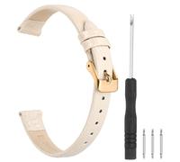 sourcing map Watch Band 8mm Width PU Leather Quick Release Soft Watch Straps Replacement Lizard Grain Pattern with Stainless Steel Rose Gold Buckle and Spring Bar for Men Women, Beige