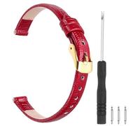 sourcing map Watch Band 8mm Width PU Leather Quick Release Soft Watch Straps Replacement Lizard Grain Pattern with Stainless Steel Gold Buckle and Spring Bar for Men Women, Red