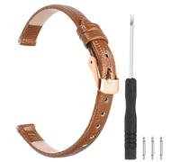 sourcing map Watch Band 8mm Width PU Leather Quick Release Soft Watch Straps Replacement Lizard Grain Pattern with Stainless Steel Rose Gold Buckle and Spring Bar for Men Women, Light Brown