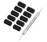 sourcing map Watch Band Strap Loops, 14mm Width Rubber Fastener Rings Silicone Watch Retainer for Watch Black 1Set
