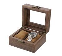sourcing map Watch Box for Men, 2 Slots PU Leather Watch Display Organizer Case, Grain Watch Storage Box with Glass Lid and Removable Cushion for Most Watches Smart Watches