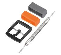 sourcing map Watch Clasp Set, Orange and Gray Plastic Buckle and Black Silicone Strap Loops for 19mm Width Watch Band with Spring Bar Remover