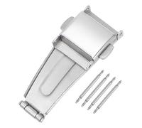sourcing map Watch Deployment Clasp Push Button Buckle 18mm Width Stainless Steel Watchband Extender Silver Tone