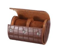 sourcing map Watch Roll Travel Case 2 Slot Portable Leather Watch Case for Men and Women, Watches Storage Organizer with Removable Pillow for Traveling, Display, Stripe Texture Brown