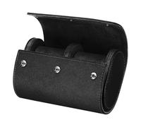 sourcing map Watch Roll Travel Case 2 Slots Portable Leather Watch Cases for Men and Women, Watches Storage Organizer with Removable Pillow for Traveling, Display, Cross-grain Texture Black