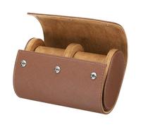 sourcing map Watch Roll Travel Case 2 Slots Portable Leather Watch Cases for Men and Women, Watches Storage Organizer with Removable Pillows for Traveling, Display, Cross-grain Texture Brown
