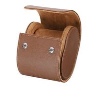 sourcing map Watch Roll Travel Case Single Slot Portable Leather Watch Case for Men and Women, Watches Storage Organizer with Removable Pillow for Traveling, Display, Cross-grain Textured Brown
