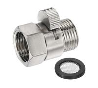 sourcing map Water Flow Control Valve, 1 PCS 1/2" NPT Shower Head Shut Off Valve, Brass Water Pressure Regulator for Shower Head or Bidet Spray (Nickel)