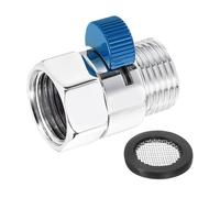 sourcing map Water Flow Control Valve, 1 PCS G1/2" Shower Head Shut Off Valve, Brass Water Pressure Regulator for Shower Head or Bidet Spray (Silver + Blue)
