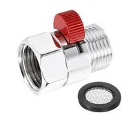 sourcing map Water Flow Control Valve, 1 PCS G1/2" Shower Head Shut Off Valve, Brass Water Pressure Regulator for Shower Head or Bidet Spray (Silver + Red)