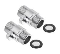 sourcing map Water Flow Control Valve, 2 PCS Shower Head Shut Off Valve, Brass Water Pressure Regulator with Handle Level for Shower Head or Bidet Spray (Silver)