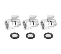 sourcing map Water Flow Control Valve, 3 PCS G1/2" Shower Head Shut Off Valve, Brass Water Pressure Regulator for Shower Head or Bidet Spray (Silver)