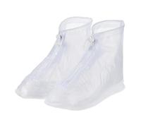 sourcing map Waterproof Shoes Cover XXL (US 8) Non-Slip PVC Reusable Overshoes Rain Galoshes Rain Shoe Protectors with Zipper for Man Women Rainy Outdoor, White
