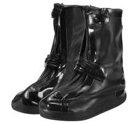 sourcing map Waterproof Shoes Cover XXL (US 8) Non-Slip PVC Reusable Overshoes Rain Galoshes Rain Shoe Protectors with Double Buckle for Man Women Rainy Outdoor, Black