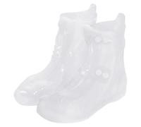 sourcing map Waterproof Shoes Cover XXL (US 8) Non-Slip Reusable Overshoes Rain Galoshes Rain Shoe Protectors with Double Buckle for Man Women Rainy Outdoor, White