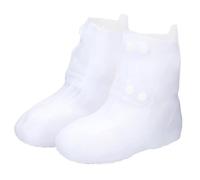 sourcing map Waterproof Shoes Cover XXL (US 8) Non-Slip TPE Reusable Overshoes Rain Galoshes Rain Shoe Protectors with Double Buckle for Man Women Rainy Outdoor, White