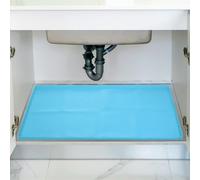 sourcing map Waterproof Under Sink Mat for Kitchen, 34" x 22" Silicone Under Sink Liner Drip Tray Organizer Mats for Kitchen Bathroom Cabinet, Pet Feeding Mats, Light Blue