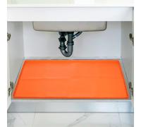 sourcing map Waterproof Under Sink Mat for Kitchen, 34" x 22" Silicone Under Sink Liner Drip Tray Organizer Mats for Kitchen Bathroom Cabinet, Pet Feeding Mats, Orange