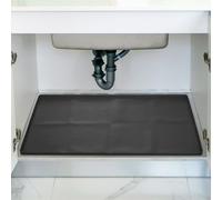 sourcing map Waterproof Under Sink Mat for Kitchen, 34" x 22" Silicone Under Sink Liner Drip Tray Organizer Mats for Kitchen Bathroom Cabinet, Pet Feeding Mats, Black