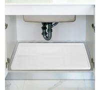 sourcing map Waterproof Under Sink Mat for Kitchen, 34" x 22" Silicone Under Sink Liner Drip Tray Organizer Mats for Kitchen Bathroom Cabinet, Pet Feeding Mats, Cream