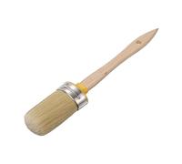 sourcing map Wax Paint Brushes, 2 x 1.2 Inch Chalk Stencil Brush, Oval PET Fiber Bristle with Wood Handle, Painting Tool for Furniture DIY Home Decor Art Crafts, Yellow