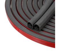 sourcing map Weather Stripping Door Seal Strip, 20 ft Silicone D Shape Door Seal Strip Self-Adhesive Weather Strip Soundproofing Seal Strip for Door Frame Window, 0.55" x 0.47", Black