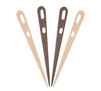 sourcing map Weaving Needle, 4pcs Wooden Knitting Needles Hand Loom Stick Tapestry 2 Hole Weaving Craft Tools for Sewing Making DIY Crafts, Khaki and Brown