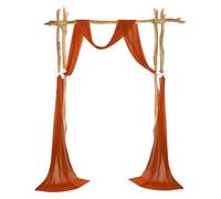 sourcing map Wedding Arch Draping Fabric, 1 Panel 20 ft Chiffon Sheer Drapery Backdrop Curtains, Table Runner Decoration for Bridal Wedding Ceremony, Party Decoration, Caramel