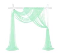 sourcing map Wedding Arch Draping Fabric, 32" x 33Ft Sheer Drapes Chiffon Fabric for Wedding, Birthday Decoration, Ceremony Archway Drapes, Pale Green