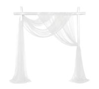 sourcing map Wedding Arch Draping Fabric, 32" x 33Ft Sheer Drapes Chiffon Fabric for Wedding, Birthday Decoration, Ceremony Archway Drapes, White
