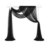 sourcing map Wedding Arch Draping Fabric, 32" x 33Ft Sheer Drapes Chiffon Fabric for Wedding, Birthday Decoration, Ceremony Archway Drapes, Black