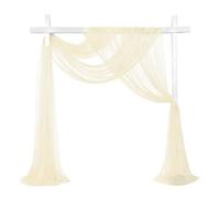 sourcing map Wedding Arch Draping Fabric, 32" x 33Ft Sheer Drapes Chiffon Fabric for Wedding, Birthday Decoration, Ceremony Archway Drapes, Beige