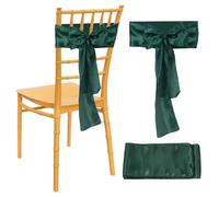 sourcing map Wedding Chair Sash, 100 Packs Chiffon Wedding Chair Drapes 9ft x 7inch Chair Back Side Decorations for Wedding Party Chair Cover, Darker Green