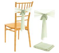 sourcing map Wedding Chair Sash, 16 Packs Chiffon Wedding Chair Drapes 8ft x 8inch Chair Back Side Decorations for Wedding Party Chair Cover, Green