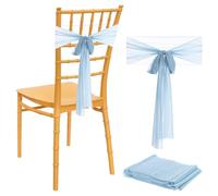 sourcing map Wedding Chair Sash, 16 Packs Chiffon Wedding Chair Drapes 8ft x 8inch Chair Back Side Decorations for Wedding Party Chair Cover, Blue
