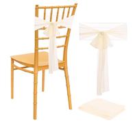 sourcing map Wedding Chair Sash, 16 Packs Chiffon Wedding Chair Drapes 8ft x 8inch Chair Back Side Decorations for Wedding Party Chair Cover, Champagne Color