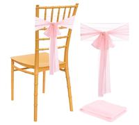 sourcing map Wedding Chair Sash, 16 Packs Chiffon Wedding Chair Drapes 8ft x 8inch Chair Back Side Decorations for Wedding Party Chair Cover, Rose