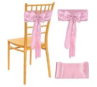 sourcing map Wedding Chair Sash, 50 Packs Chiffon Wedding Chair Drapes 9ft x 7inch Chair Back Side Decorations for Wedding Party Chair Cover, Pink